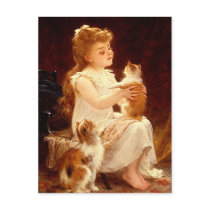 Postcard: Playing with the Kitten by VintagePets Postcard: Playing with the Kitten