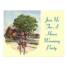 Postcard Retro Couple House Warming Party Invites!