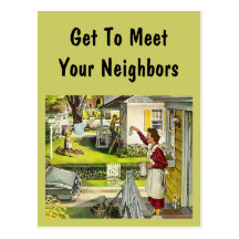 Postcard  Retro Neighborhood Social Block Party PC