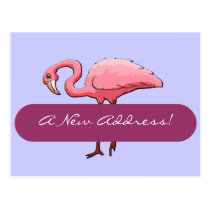 Postcard Retro Pink Flamingo New Address Announce