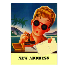 Postcard Retro Travel Contact New Address Change
