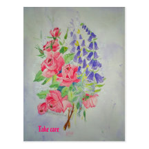 Postcard Roses and Digitalis