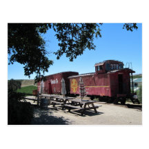 Postcard: Santa Fe Train Cars at Pomar Junction