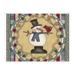 Postcard - Snowman And Red Bird