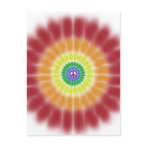 Postcard, Tie Dye Rainbow Peace Sign Explosion