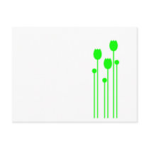 Postcard tulip flower modern green green on one si
