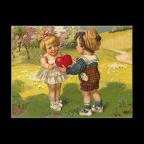 Postcard - Valentine's Love Little Boy Girl Heart postcards