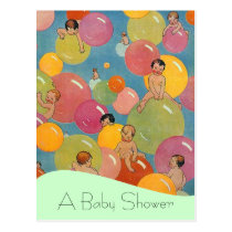 Postcard Vintage Baby Shower Announcement Balloons