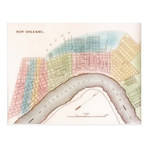 Postcard Vintage City of New Orleans Louisiana map