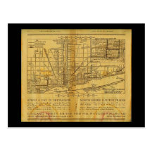 Postcard-Vintage Maps-Chicago L Map