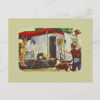 Postcard Vintage Retro Travel Trailer Camping Trip