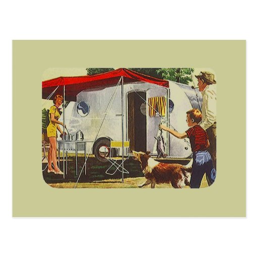 Postcard Vintage Retro Travel Trailer Camping Trip