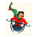 Postcard Vintage Retro winter Party Fun Invite PC