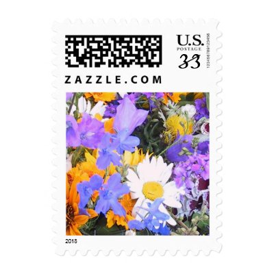 Postcard Wedding Wildflowers Postage Stamps