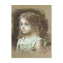 Postcard With Alexei Alexeivich Harlamoff Painting
