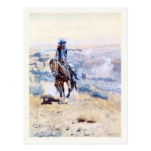 Postcard With Cowboy Pointing Out The Trail
