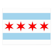 Postcard with Flag of Chicago, Illinois State, USA postcards