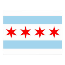 Postcard with Flag of Chicago, Illinois State, USA