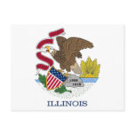 Postcard with Flag of Illinois State - USA
