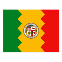 Postcard with Flag of Los Angeles, California postcards