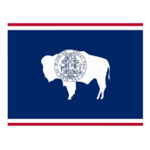 Postcard with Flag of Wyoming State - USA