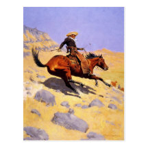 Postcard With Frederic Remington Painting