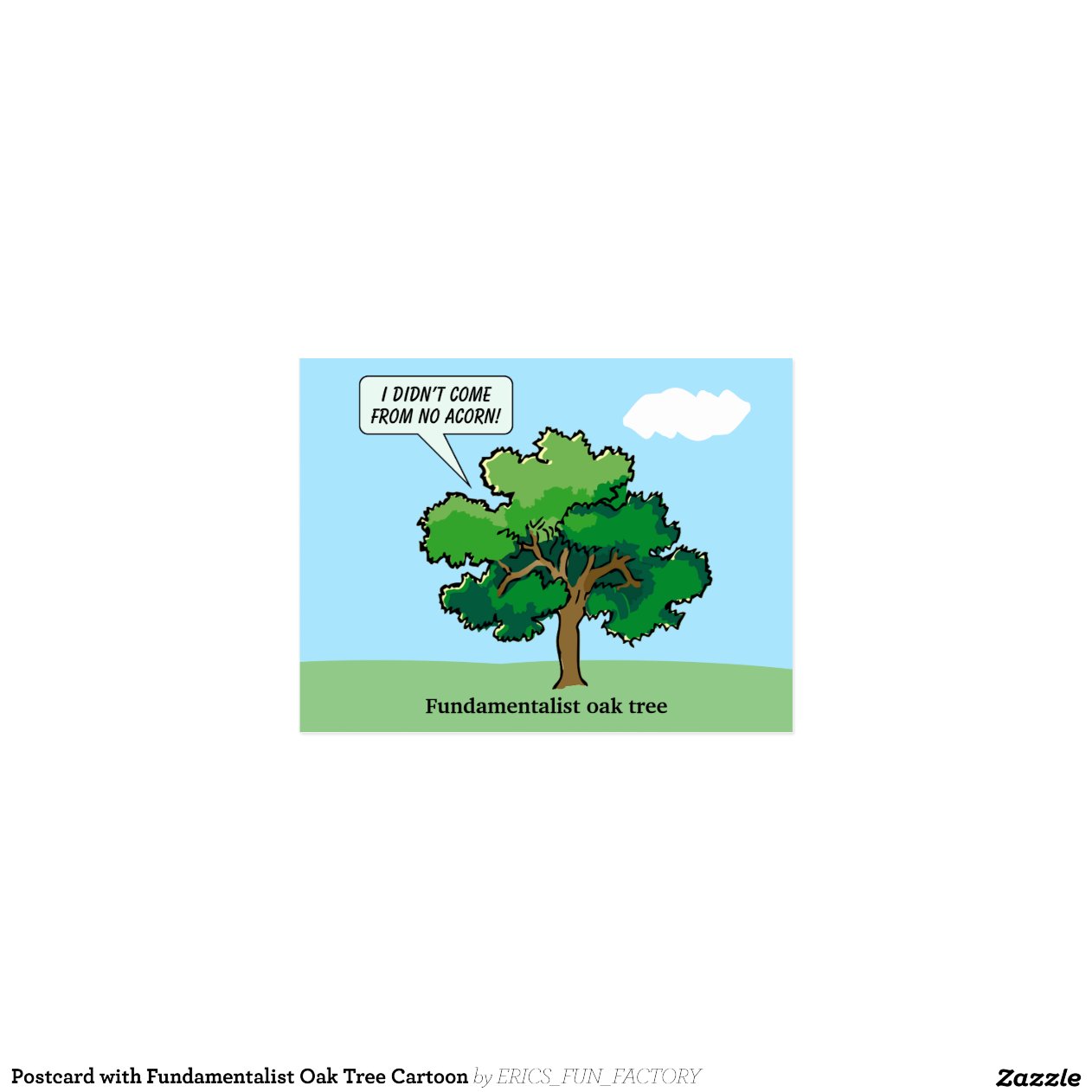Postcard with Fundamentalist Oak Tree Cartoon | Zazzle