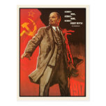 Postcard with Retro Lenin Poster Print