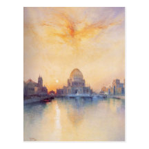 Postcard With Thomas Moran Painting