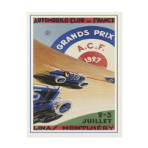 Postcard With Vintage Grand Prix Ad Poster Print