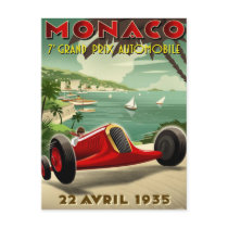 Postcard With Vintage Motor Racing Poster
