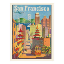 Postcard with Vintage San Francisco Poster Print