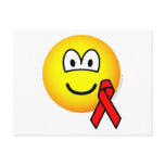 Aids awareness emoticon Red ribbon  postcards