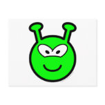Green alien buddy icon   postcards