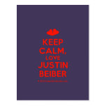 [Two hearts] keep calm, love justin beiber  Postcards