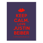 [Two hearts] keep calm, love justin beiber  Postcards