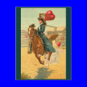 Postcards - Valentine cowgirl horse lasso heart