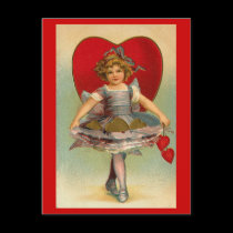 Postcards Valentine's Victorian Little Girl Hearts postcards