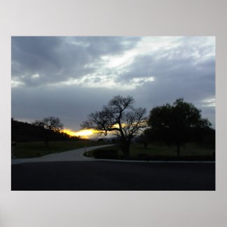 Poster:-A Bend in a Country Road at Sunset print