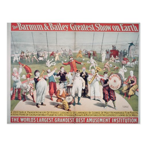 Poster advertising the Barnum Postcards