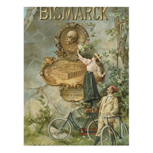 Poster advertising the Fahrrad Werke Bismarck Post Cards