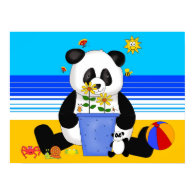 Poster Art Kid's Panda At The Beach print