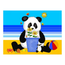 Poster Art Kid's Panda At The Beach posters