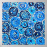 Poster azul y de plata abstracto de los círculos