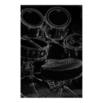 Poster B/W Drumset 1 posters by dpierce1313 Poster B/W Drumset 1 posters