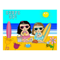 Poster Beach 2 Girls Kid's Children posters by Shan_Darling_Gifts Poster Beach 2 Girls Kid's Children posters