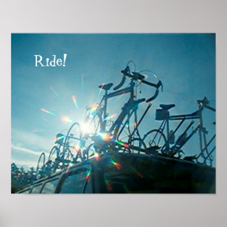 Poster - Bicycles with Rainbow Rays