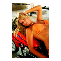 Poster: Bikini Babe on a Custom Motorcycle posters