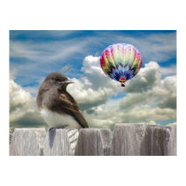 Poster - Bird and hot air balloon