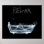 Poster- Blue Relax X-Ray Skeleton Bath Time